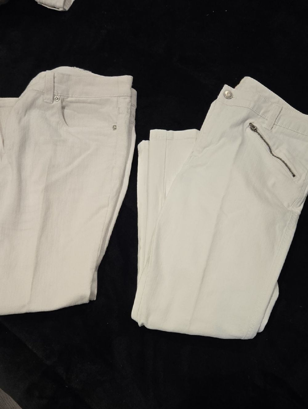 2 Pairs Including Christopher & Banks White Skinny Jeans with Zip Accent